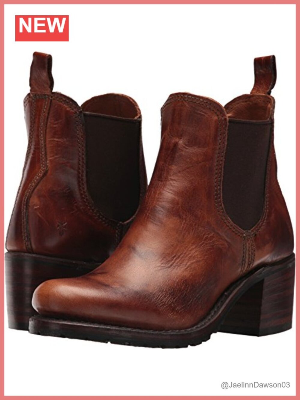 Frye Sabrina Chelsea Bootie Leather Ankle Boots Cognac Work Western Pull-On
